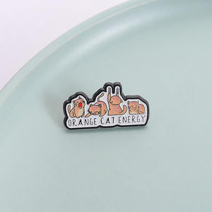 新款热销动物金属批发趣味美式橙猫能量徽章卡通可爱软珐琅胸针 - Product Image 5