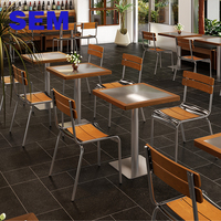 Ensemble de table de café en acier inoxydable résistant SEM pour cantine, cafétéria, restauration rapide, usage commercial, avec 2/4 chaises pour restaurant