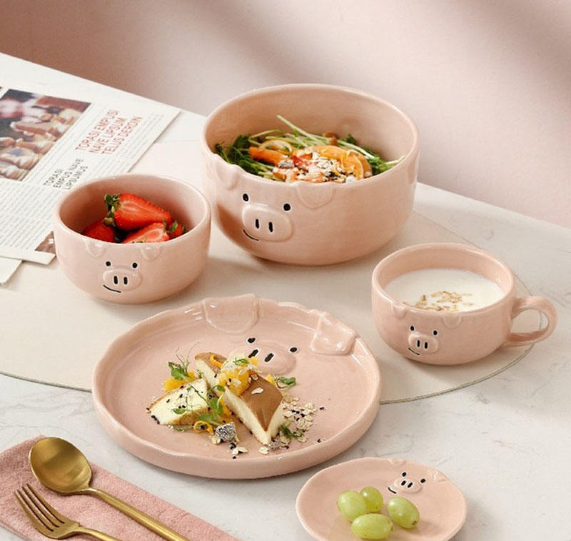 豚の形をした可愛い食器セット 陶器製 日本風漫画 立体食器| Alibaba.com