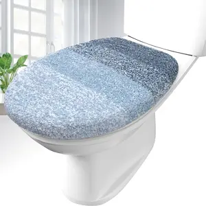 Cotton Bathroom Toilet Lid Cover Single Use Black Elongated Toilet Lid Cover Microfiber