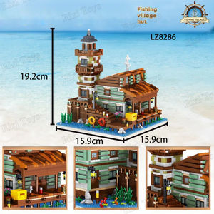 Lezi LZ8286วิวถนนสถาปัตยกรรมหมู่บ้านกระท่อมชาวประมงบล็อกเพชรขนาดเล็กชุดโมเดลอิฐบล็อกของเล่นตัวต่อ - Product Image 5