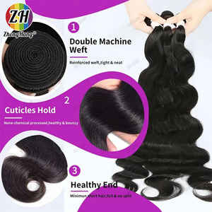 Cheveux humains indiens bruts 100 % naturels non traités, mèches de cheveux vierges à cuticules alignées, style personnalisé, longue ondulation - Product Image 5