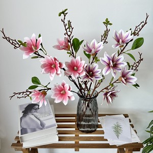 Flores Queyiyi, Magnolia Artificial Impresa en 3D, Tallo Único, 6 Cabezas, Hechas a Mano en Seda, Decoración para el Hogar - Product Image 3