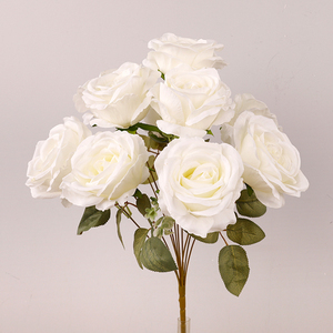 Rosas Artificiales Decorativas de Tela, Ramo de Flores de Seda con 12 Cabezas, Ramo de Rosas Artificiales con 10 Cabezas para Decoración de Bodas - Product Image 4