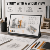 Moniteur portable FHD pour l'éducation, 18,5 pouces, IPS, 178 degrés de vision, MINI HD-IN, moniteur de jeu et alimentation 5V