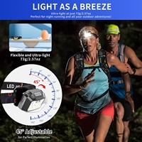 Lampu Kepala Sensor Gerak 5-LED Baru Berkualitas Tinggi, Pengisian Daya Tipe-C, Bahan ABS, Lampu Senter Lari Malam Luar Ruangan