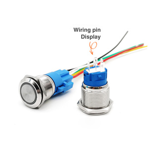 สวิตช์กดโลหะแบบมีสายสีดำขนาด 12 16 19 22 มม. พร้อมไฟ LED ล็อคตัวเองได้ - Product Image 3