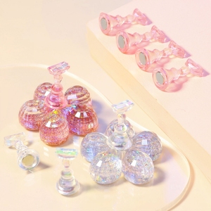 Soporte para uñas con diseño de flores, base para manicura con <span class=keywords><strong>ilusión</strong></span> de flores de ciruela, lentejuelas con imanes para principiantes, estante fijo para ejercicio de uñas - Product Image 5