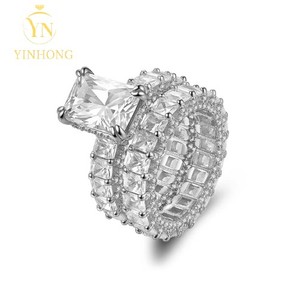 Joyería nupcial de boda de diseño único personalizada, banda de eternidad helada de Plata de Ley 925 con certificado Gra - Product Image 1