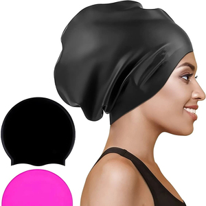 Bonnet de bain en silicone extra large pour femmes, adapté aux cheveux tressés très longs et épais, couverture complète pour les tresses longues - Product Image 1