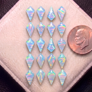 Opale Aurora synthétique + Opale doublette cabochon en cristal blanc, à changement de couleur irisé et effet feu, incrustable, compatible DIY - Product Image 2
