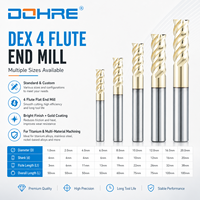 DOHRE DEX Fraise à queue carrée en carbure HRC60 à 4 cannelures pour usinage CNC, revêtement HSR118, pour titane et acier inoxydable