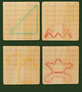 Cartes de modèles éducatifs, élastiques, planches géométriques en bois, jouets Montessori en bois - Product Image 5