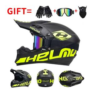 공장 도매 새로운 청소년 전체 얼굴 오프로드 ABS 오토바이 헬멧 DOT 승인 보호 오토바이 헬멧 고글 장갑 - Product Image 2