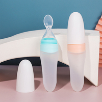 Cuillère et biberon en silicone souple pour l'alimentation des bébés Cuillère et biberon en silicone souple pour l'entraînement des enfants