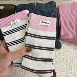 Niiuniu Women's Mid Calf Slouch <b>Socks</b> Stripes And Checks <b>Polyester</b> Breathable Sweat Absorbing For Youth - Product Image 2