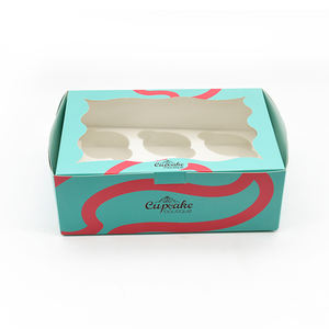 Paquet personnalisé clair Long Muffin Bakery Sshop Valentine <span class=keywords><strong>Mini</strong></span> 4 6 8 12 pièces capacité boîtes à cupcakes avec support - Product Image 3