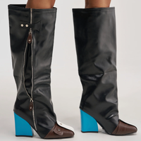 Nouvelles bottes à talons épais et bout carré pour femmes, mode d'hiver, bottes à talons hauts pour femmes, chaussures à talons hauts