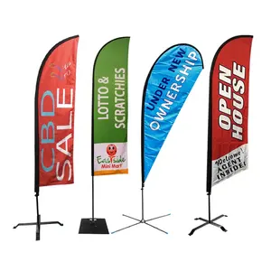 Benutzer definierte gedruckte Logo Wind Flying Sail Werbung Teardrop Flagge Flying Feather Flag Benutzer definierte Banner Beach Flags