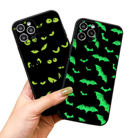 Coque de téléphone de luxe Halloween Chauve-Souris Citrouille Mat TPU Antichoc Premium Impression pour iPhone 14 Pro Max 16Pro 8Plus