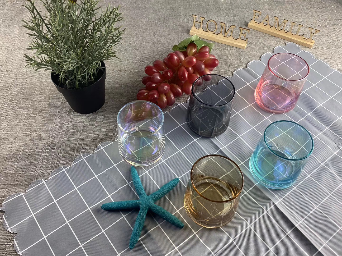 Colorful Glass Whiskey Cup Gold Rim Hot Selling Popular on Amazon Glass Cup