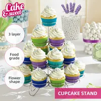 Vendita personalizzata 12 pollici metallo grande grande forma di fiore decorazione banchetto display per matrimoni 3 livelli cupcake cup cake stand