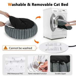 Komfortables Elektrisches Thermo-Katzenbett mit Einstellbarer Heizmatte Rundes Beheiztes Katzenbett für Wohnungskatzen und Kleine Hunde - Product Image 5