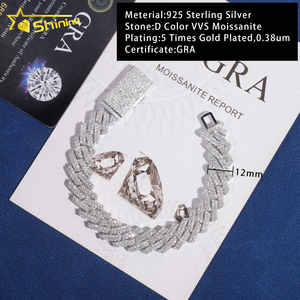 משלוח מהיר שרשרת 12 מ "מ 925 סטרלינג זהב מצופה היפ הופ vvvs d צבע moissanite - Product Image 5