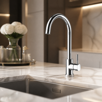 Robinet mélangeur élégant et compact pour cuisine, avec cartouche céramique de qualité supérieure, à poignée unique, antibactérien et résistant à la corrosion