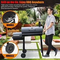 Barbecue à charbon de bois avec fumoir décalé, grande surface de cuisson 39.734L x 42.934H, pour extérieur, patio et camping