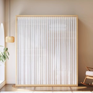 Nordic Solid Wood <b>Wardrobe</b> Open Curtain Cabinet <b>Large</b> Capacity Storage Bedroom Furniture - Product Image 3