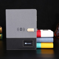 Carnet de notes mobile avec lumières LED LOGO personnalisé chargeur sans fil Bloc-notes A5 banque de charge cahier à feuilles mobiles