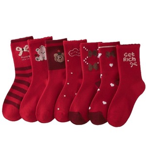 Girls Red Thick <b>Socks</b> <b>Breathable</b> Autumn Winter New Year Baby Kids <b>Sock</b> - Product Image 5