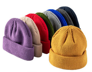 Berretto da pescatore con pesca a strascico tinta unita invernale di alta qualità 100% Logo personalizzato berretto lavorato a maglia con risvolto caldo in acrilico - Product Image 6