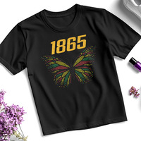 Hotfix Rhinestone Glitter Juneteenth Butterfly Rhinestone Transfert de chaleur pour la conception de l'histoire des Noirs