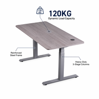 Bureau assis-debout professionnel à double moteur - Cadre en acier renforcé en forme de T, poste de travail de bureau réglable en 3 niveaux