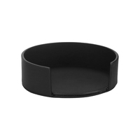 Ensemble de sous-verres en cuir PU noir à marque privée avec support de rangement, tapis de bureau imperméable pour tasses – Fournisseur