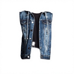 Veste en jean décontractée longue pour homme en denim noir ciré avec fermeture éclair pour l'automne - Product Image 3