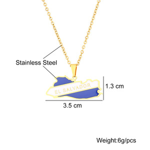 Nord America El Salvador bandiera della mappa nazionale impermeabile in acciaio inox gioielli di moda collana ciondolo all'ingrosso per le donne degli uomini - Product Image 5
