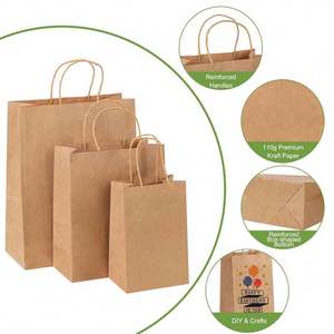 Bolsas de Papel Kraft Marrón Clásicas y Duraderas de Fábrica, con Asas de Cuerda de Algodón y Logotipo Personalizado |   Reutilizable y reciclable - Product Image 3