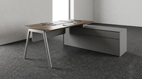 Scrivania da Ufficio Moderna a L con Armadietto Laterale Fisso e Cassetti Portadocumenti, Tavolo Ergonomico ad Angolo per Computer