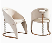 Chaise de salle à manger haut de gamme en velours à dossier haut, mobilier de maison tendance, chaises de salle à manger de villa à pieds en cristal