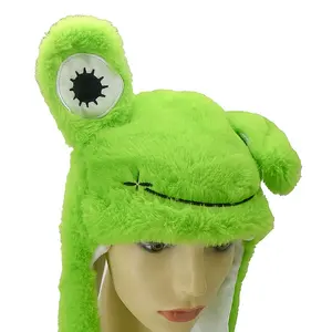 사용자 정의 녹색 가짜 모피 개구리 디자이너 모자 어린이 십대 공기 펌핑 이동 귀 겨울 캐주얼 낚시 코스프레 파티 멋진 만화 - Product Image 4
