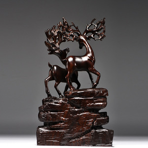 Figurine sculptée en forme de cerf en noyer noir, meuble TV en bois de sequoia pour salon, hall d'entrée, décoration de bureau, artisanat, cadeau - Product Image 4