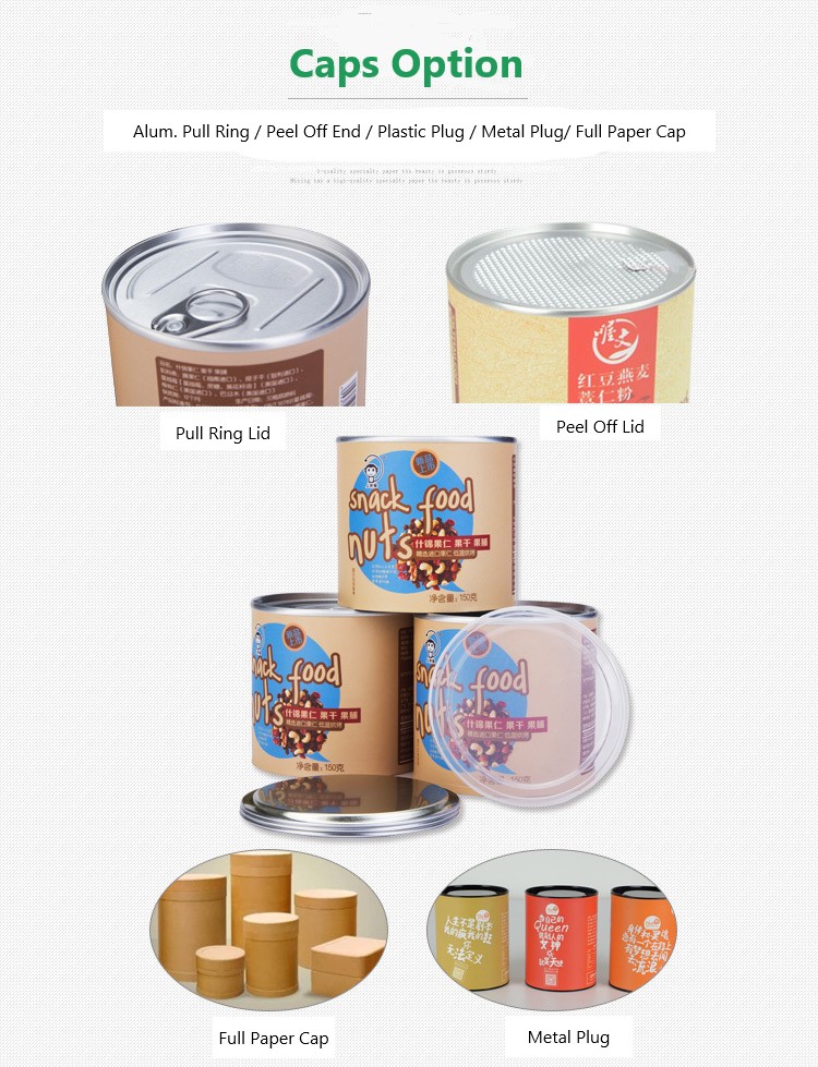 Boîtes composées de papier d'approvisionnement d'usine de tube de papier fait sur commande d'emballage alimentaire