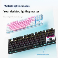 Clavier mécanique filaire pour jeux HEXGEARS GK715 87 touches, interrupteurs Kailh Blue, rétroéclairage blanc, panneau en alliage, anti-ghosting 1000Hz
