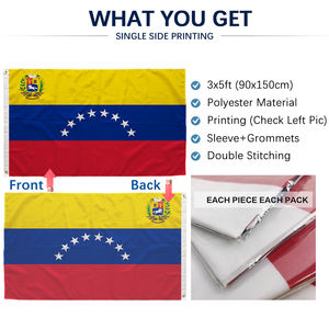 <span class=keywords><strong>Bandera</strong></span> de Venezuela 3x5 pies, Poliéster, Impresión a una Cara, Ojales de Latón, Doble Costura, Venta al por Mayor, 3x5 90x150cm - Product Image 3