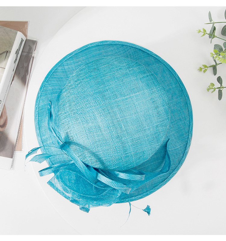 Chapeau Sinamay Large Bord Bleu Poudre & Marine - Parfait Pour Le Kentucky Derby, Mariage Ou Tea Party