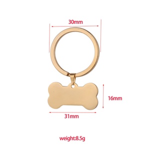 Popular <b>Pet</b> Dog Pendant Keychain Gold Plated Custom Engraved <b>Blank</b> Bone Shape Pendant Stainless Steel Keychain - Product Image 6