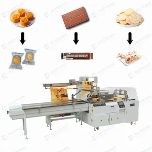 Horizontal Rice Cracker Flow Wrapper Packaging Machine Film Packaging Machine Reciprocating Double Servo Down Paper Packaging
